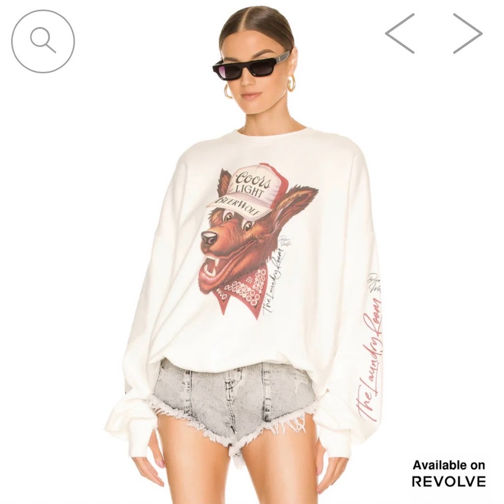 The Laundry Room White Coors Beer Wolf Oversized Sweatshirt - Picture 9 of 9